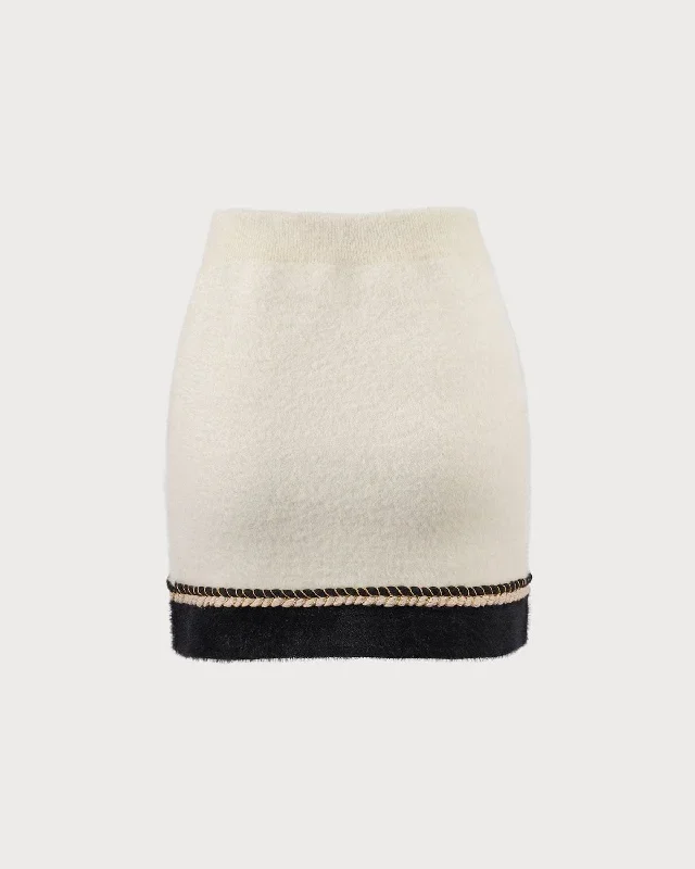 the-beige-elastic-colorblock-knit-mini-skirt