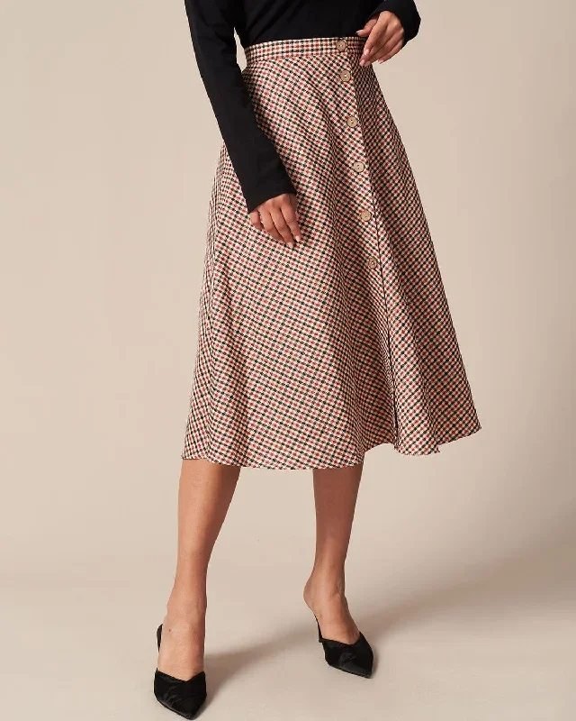 the-brown-high-waisted-plaid-button-midi-skirt