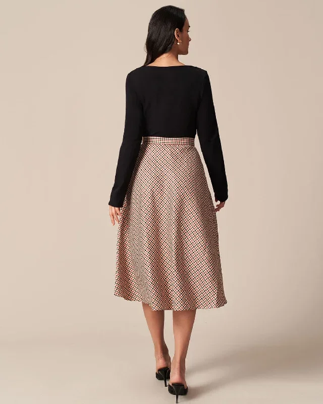 the-brown-high-waisted-plaid-button-midi-skirt