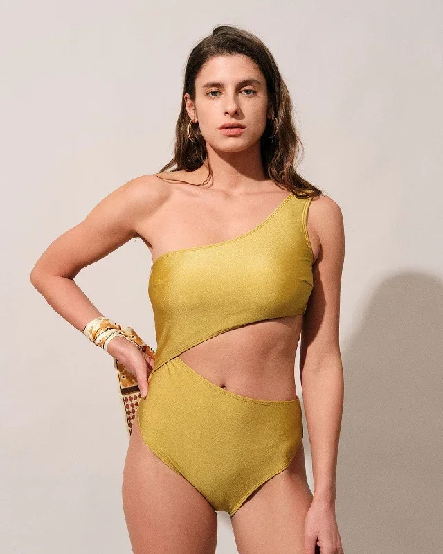 The Yellow Cutout One-Piece Swimsuit