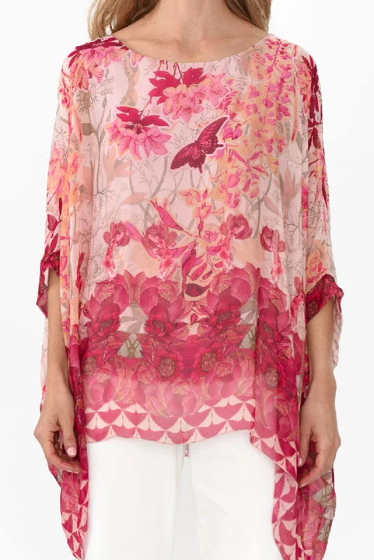 trevino-pink-floral-silk-overlay-top