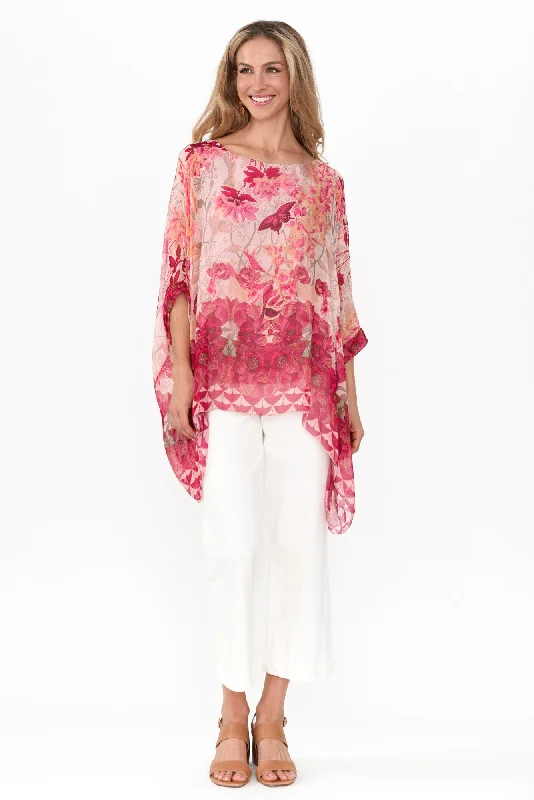 trevino-pink-floral-silk-overlay-top