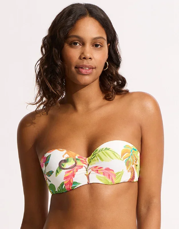 Tropica Bustier Bandeau Bikini Top - Ecru