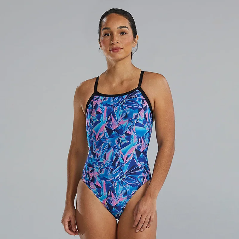 TYR Crystal Navy/Pink Durafast Elite Diamondfit Swimsuit