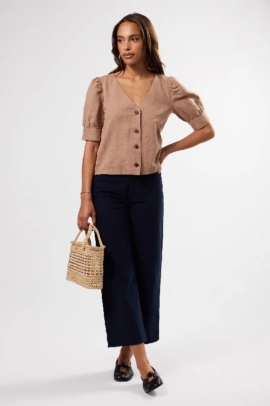 v-neck-cuff-sleeved-blouse-sand