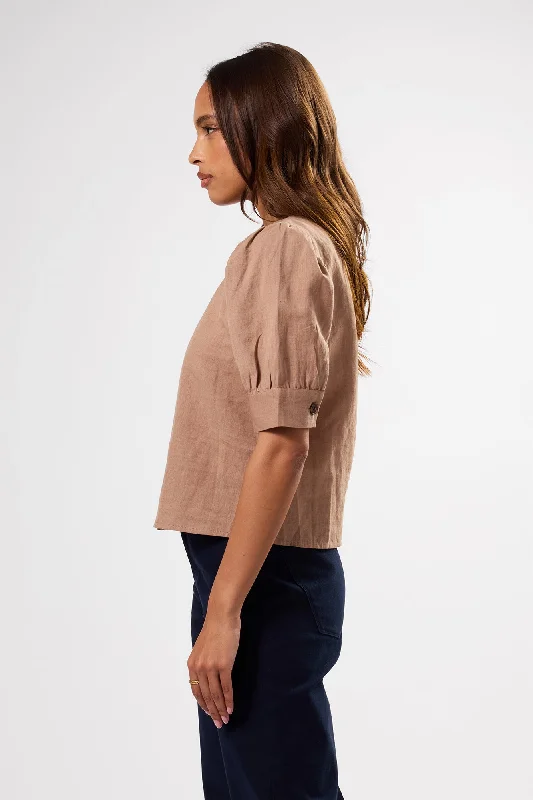 v-neck-cuff-sleeved-blouse-sand