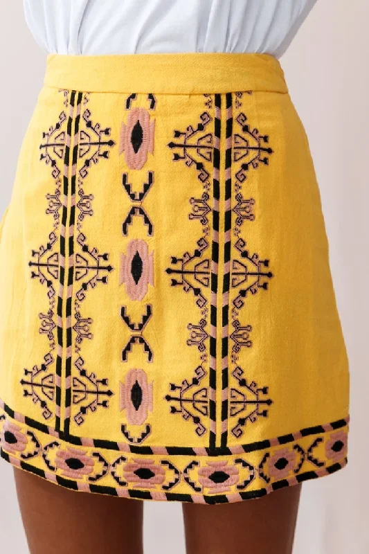 victoire-tribal-print-skirt-yellow-mustard