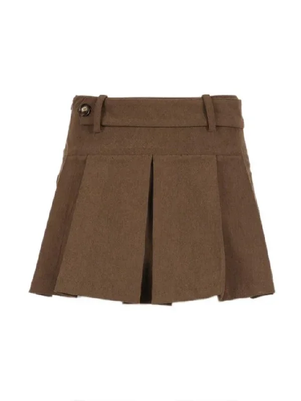 vintage-brown-corduroy-belted-pleated-mini-skirt