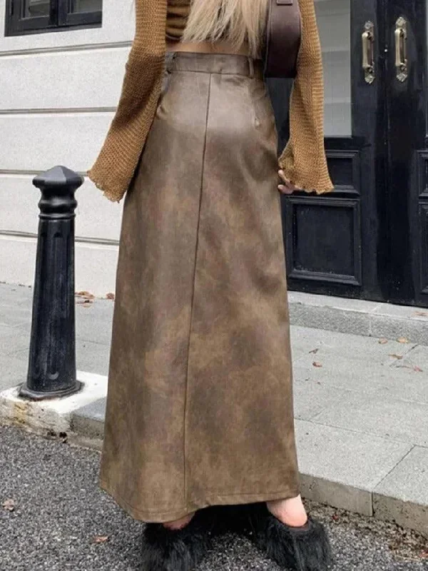 vintage-brown-high-rise-split-pu-leather-midi-skirt