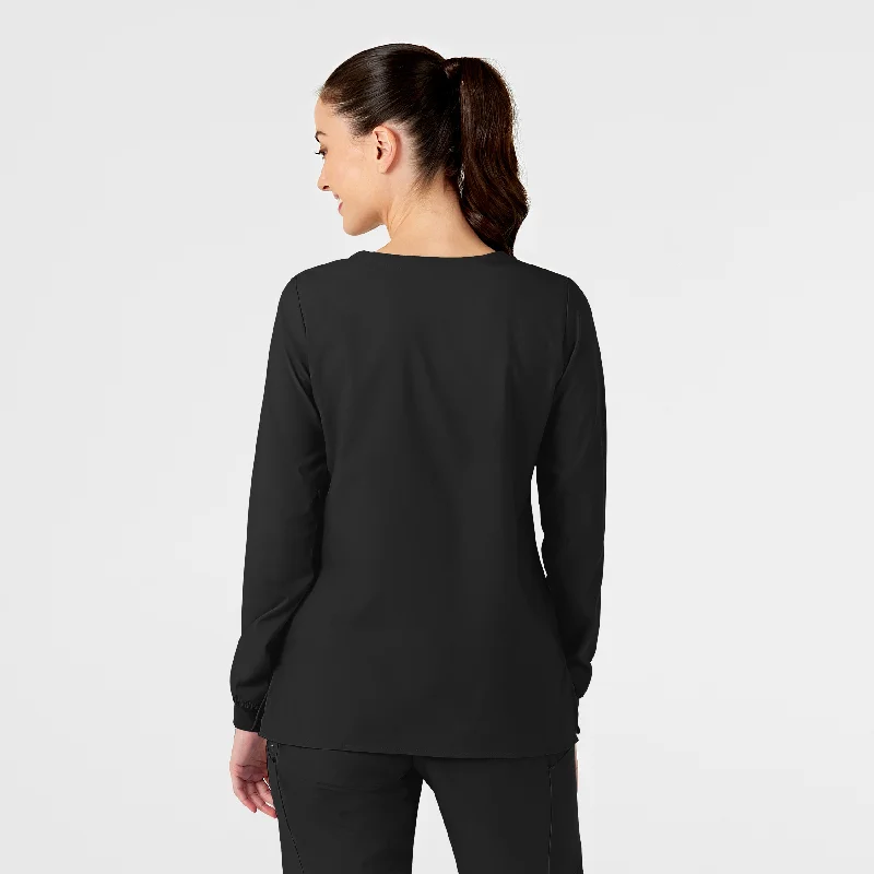 w123-womens-crew-neck-warm-up-scrub-jacket-black