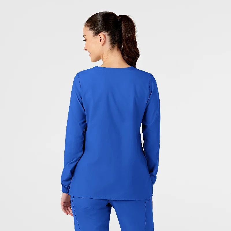 w123-womens-crew-neck-warm-up-scrub-jacket-royal