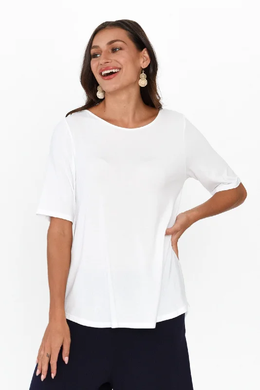 Buttery White Half Sleeve Tee