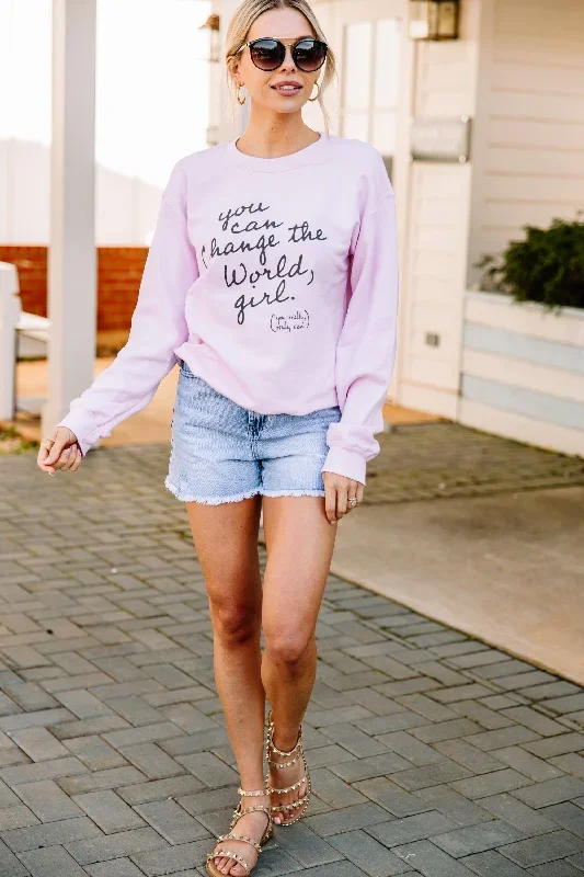 you-can-change-the-world-light-pink-graphic-sweatshirt