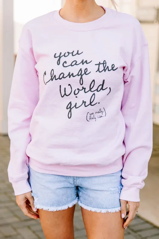 you-can-change-the-world-light-pink-graphic-sweatshirt